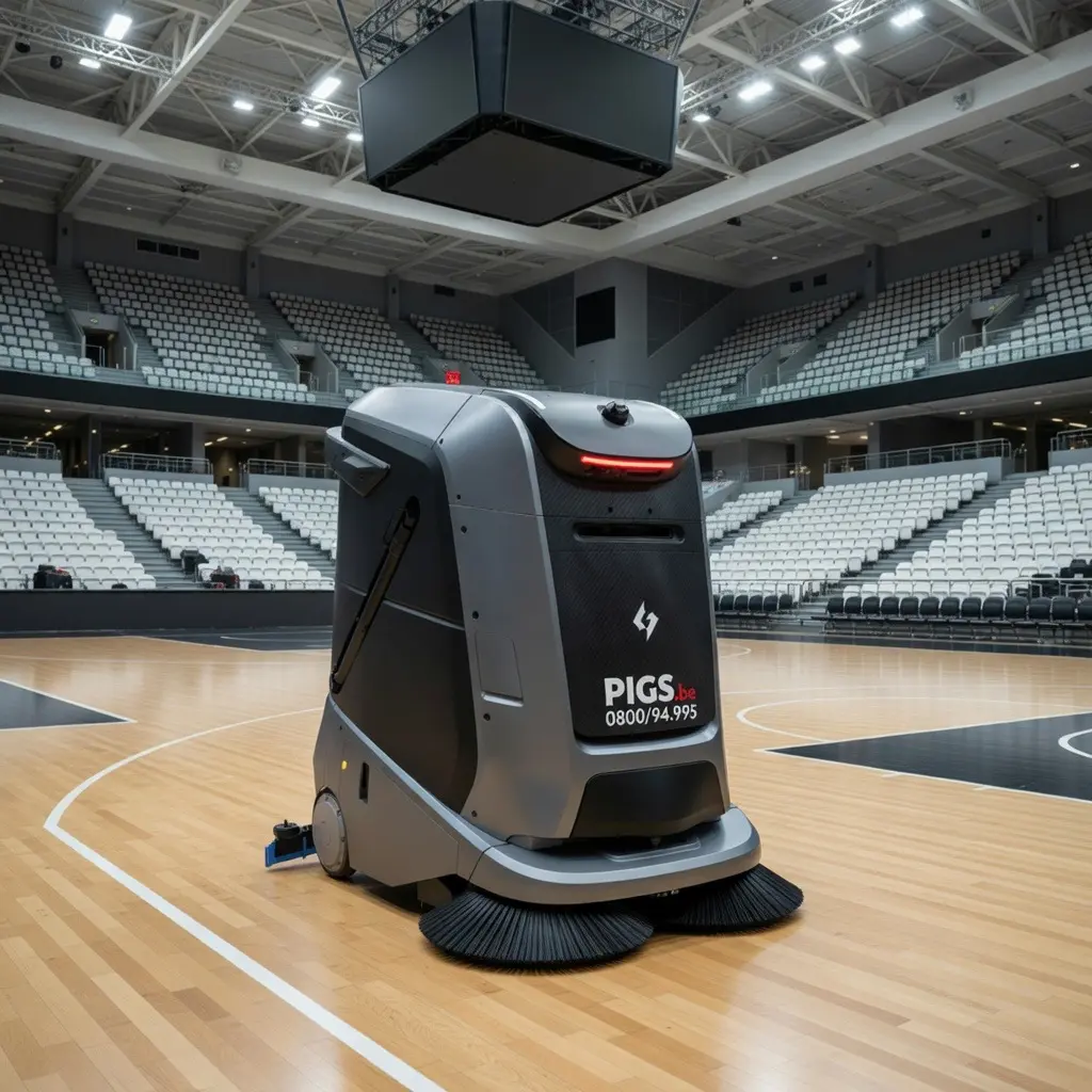 Robot Marvel sur un terrain de basket dans une salle de sport