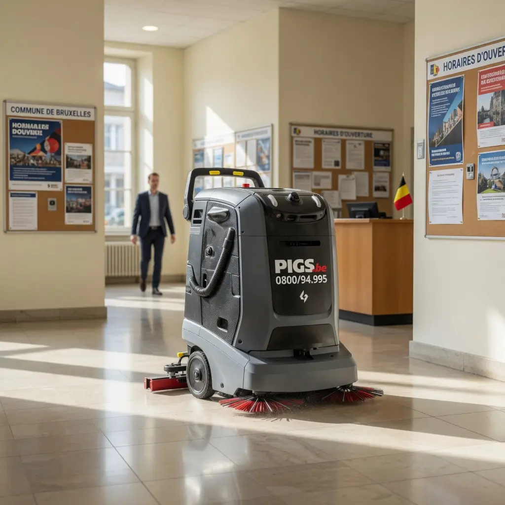 Robot nettoyeur Gausium Mira installé chez un client à Wavre par PIGS Informatique