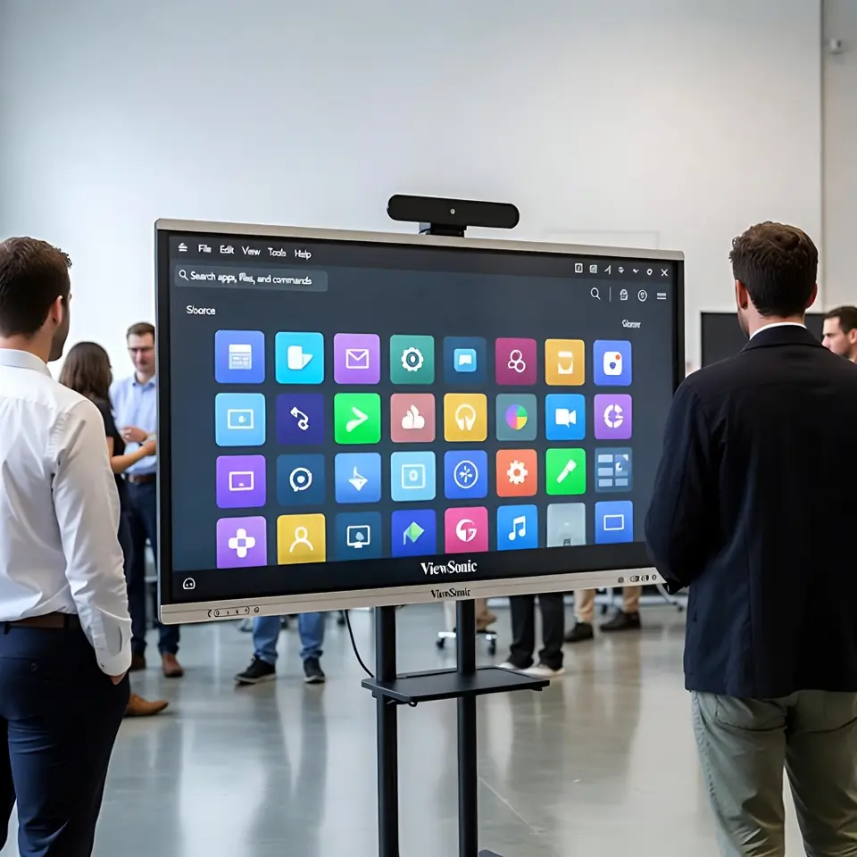 Écran interactif Hikvision WonderHub en salle du conseil d'administration