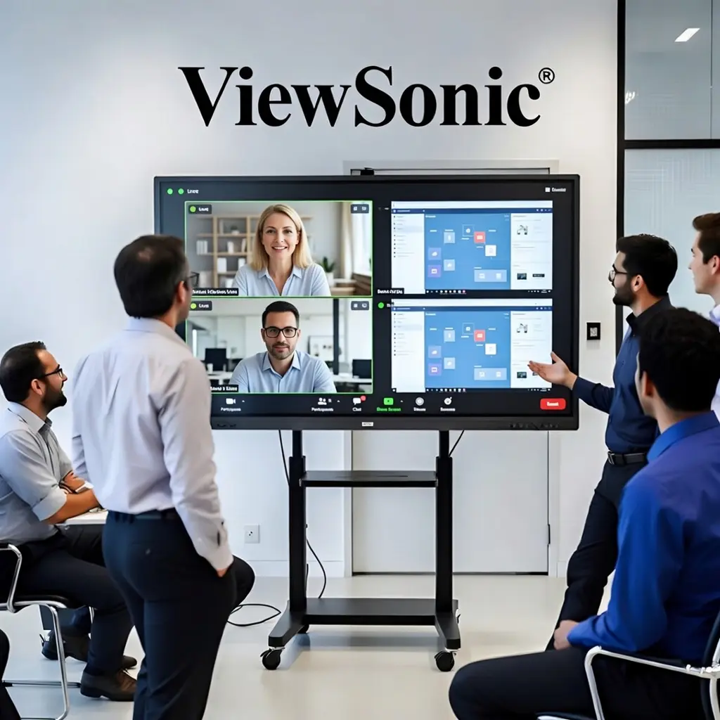 Visioconférence Microsoft Teams sur écran interactif d'entreprise