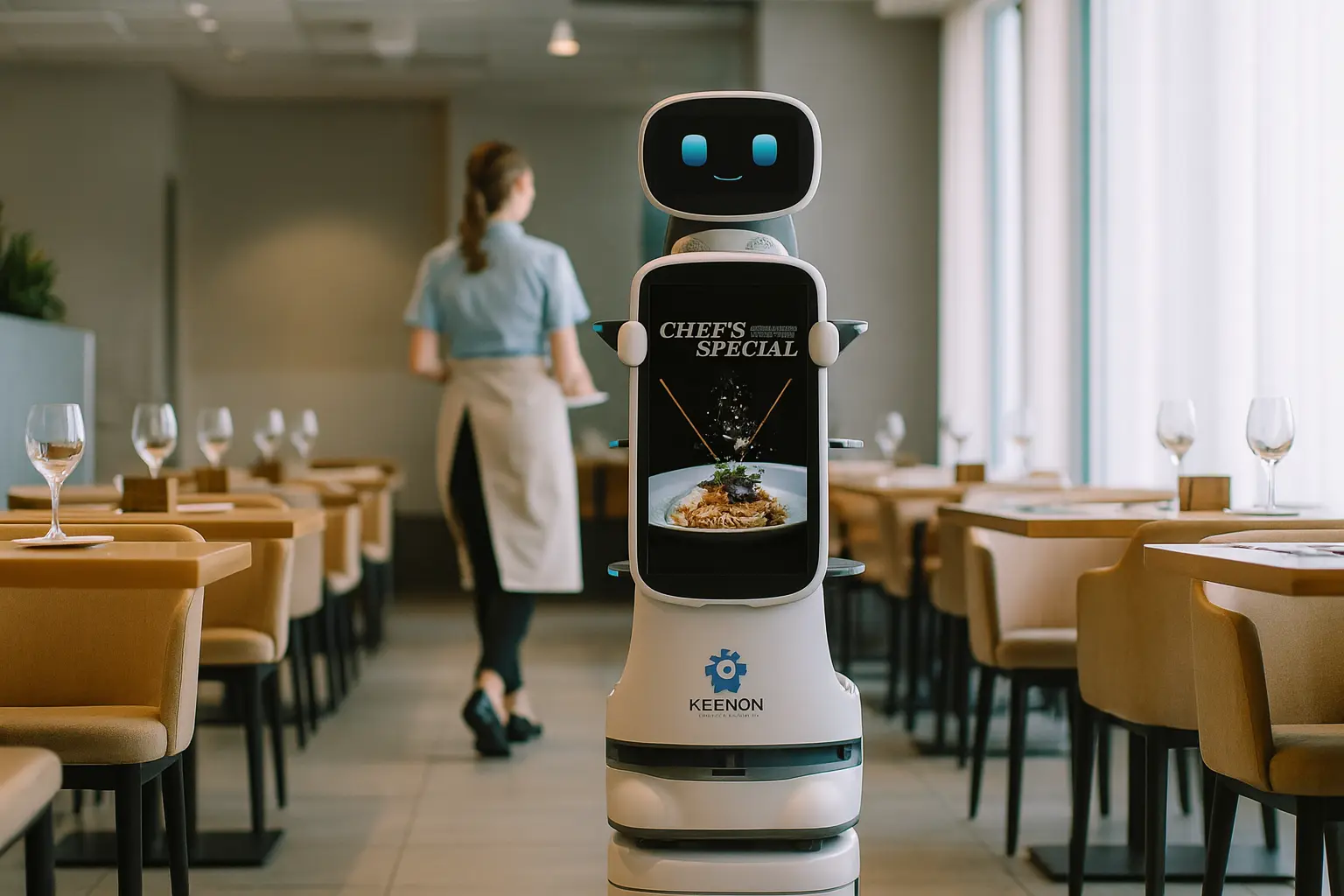 Robot serveur Keenon T10 dans un restaurant