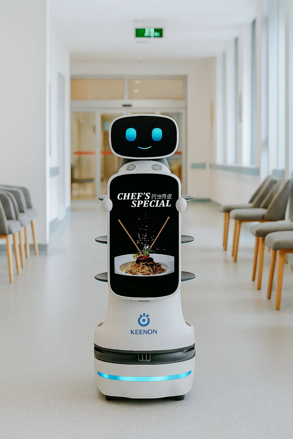 Robot transporteur Keenon T10 dans un hôpital