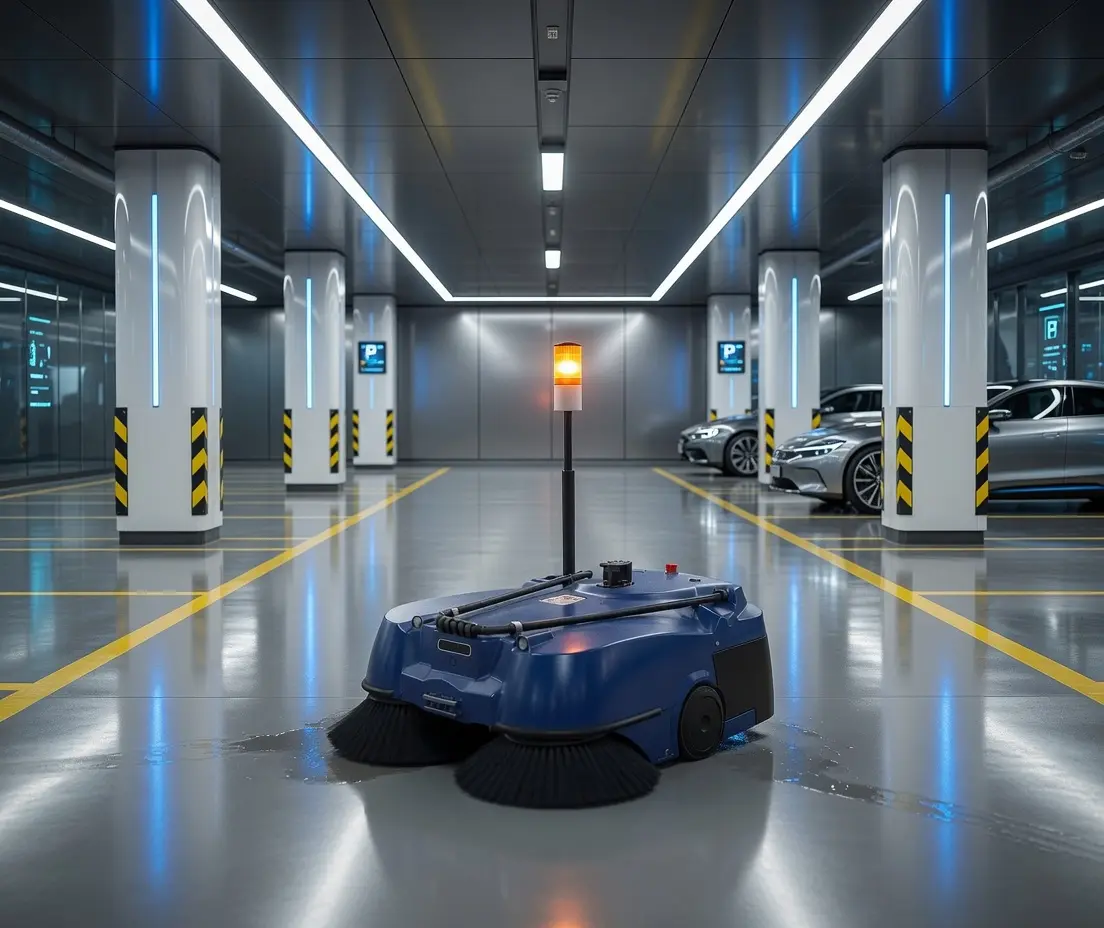 Robot balayeur GB45 Rob-IA sur parking