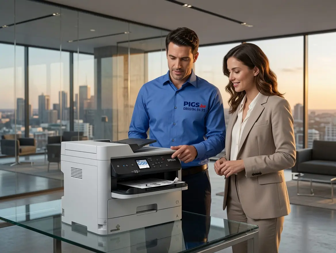 Imprimante Epson WorkForce Pro WF-M5298DW installée dans un bureau de PME
