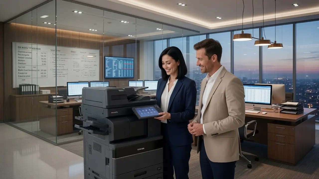 Vue d'ensemble du multifonction A3 Toshiba e-STUDIO 2528A en environnement de bureau
