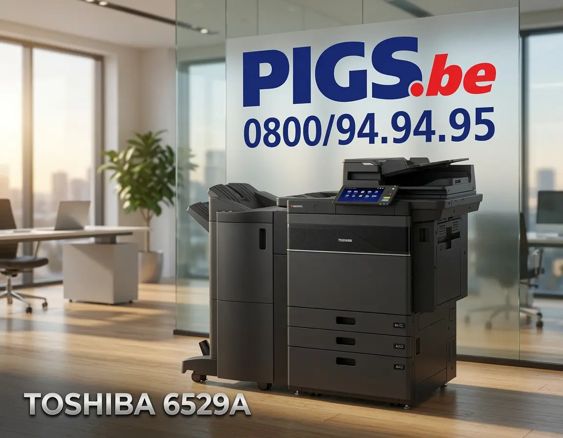 Copieur multifonction Toshiba e-STUDIO 6529A A3 noir et blanc, vue de face avec écran tactile 10,1 pouces — PIGS Informatique