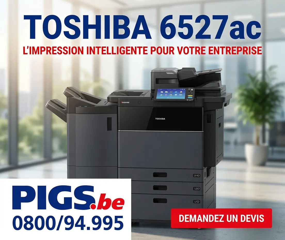 Toshiba 7527AC vue avec bacs papier et finition — copieur A3 haut volume PIGS