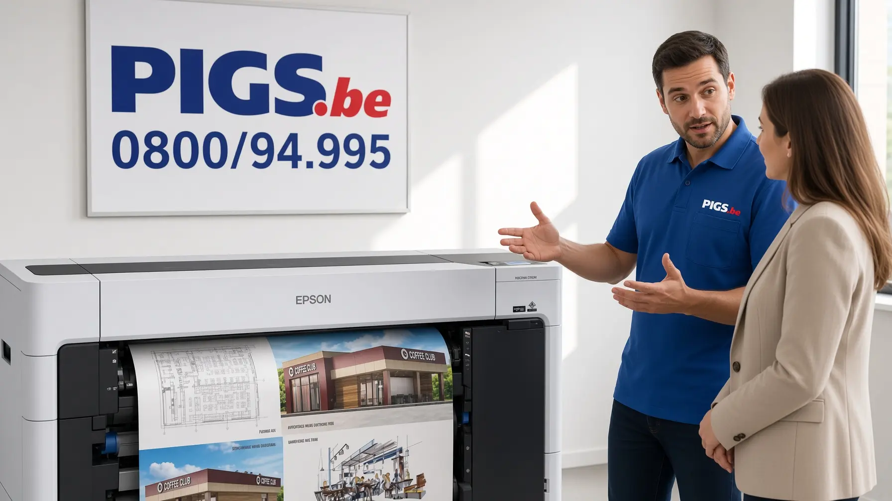 Epson SC-T7700DM vue de face, ecran tactile et chargement des rouleaux
