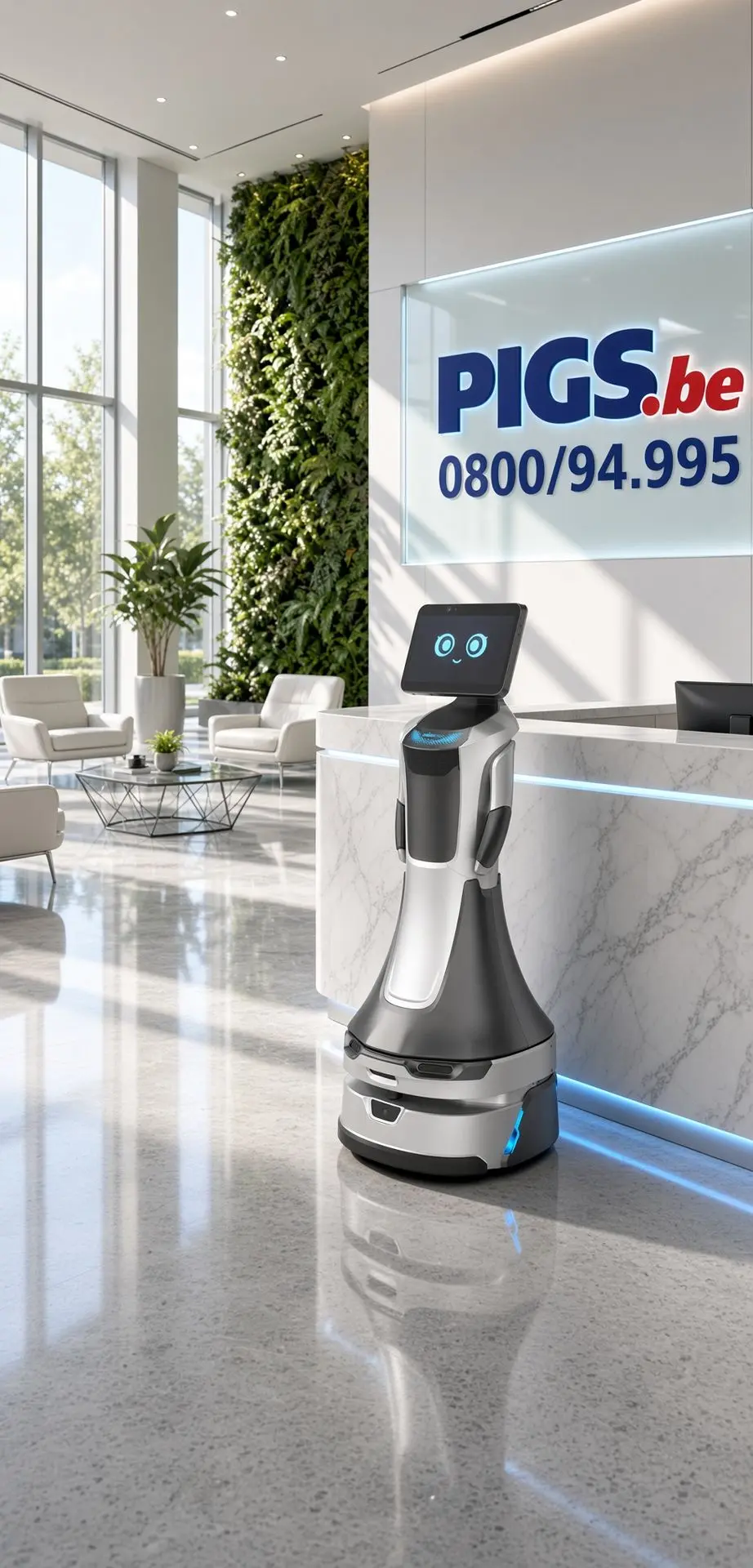 Robot d'accueil Greeting Bot Nova de Rob-IA, vue d'ambiance
