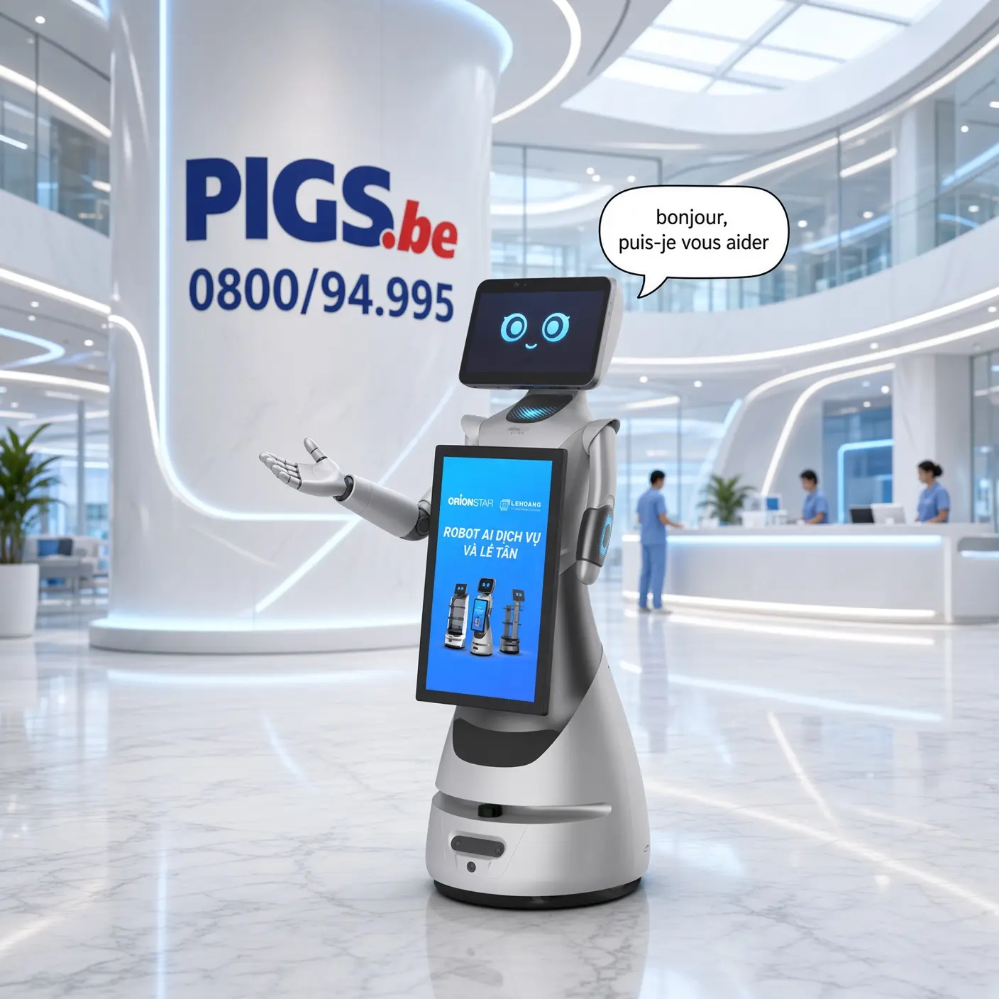 Greeting Bot AD accueillant des clients en magasin