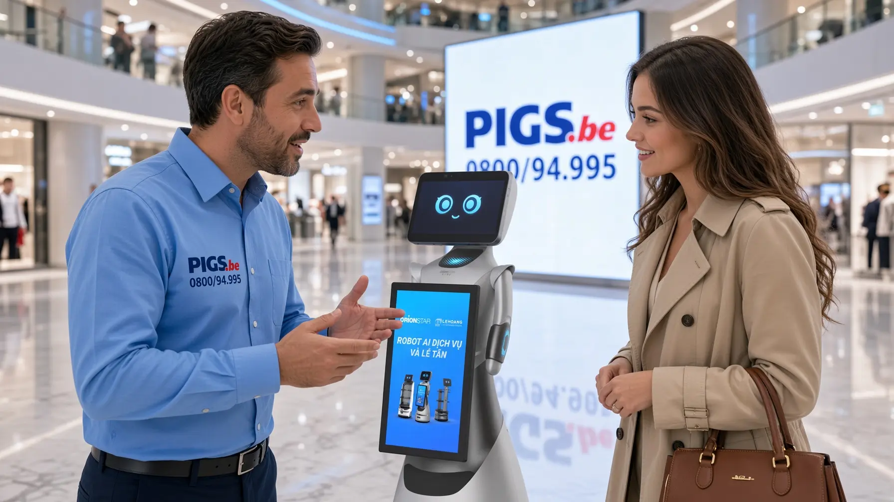 Robot d'accueil Greeting Bot AD de Rob-IA, vue d'ambiance