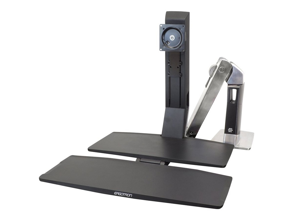 Ergotron WorkFit-A Single LD Workstation With Worksurface - adaptateur en bureau debout - aluminium poli, noir