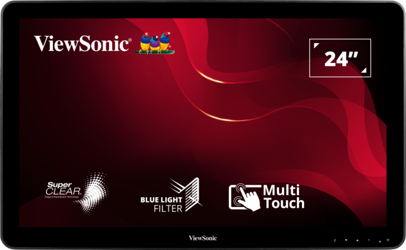 ViewSonic TD2430 – Écran tactile LED 24 pouces Full HD 200 nits, 10 ms, avec 2 haut-parleurs 2,5 W, tactile capacitif