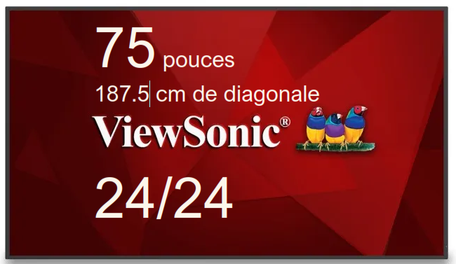 ViewBoard AFFICHAGE SANS FIL LED 75" 187.5 cm de diagonale, 3840x2160, 450 nits 7J/7 24h/24 REF CDE7530