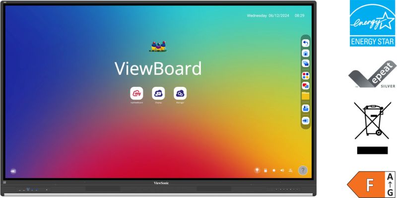 ViewSonic ViewBoard IFP6553 – Écran tactile ViewBoard série 53 65 pouces UHD, Android 14.0 IR 450 nits, 4x USB-C, lecteur NFC