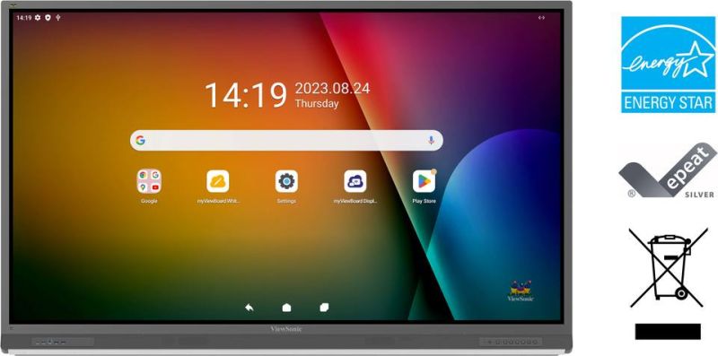 ViewSonic ViewBoard IFP7552-2F – Écran tactile ViewBoard série 52 75 pouces UHD, Android 13.0, IR 450 nits, USB-C, DP