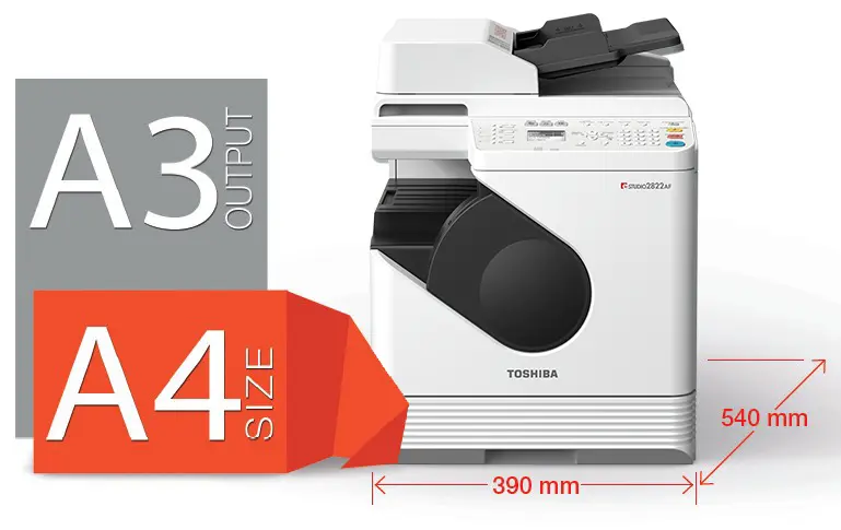 Copieur multifonction Toshiba e-STUDIO 2822AM noir et blanc avec scanner, vue de face