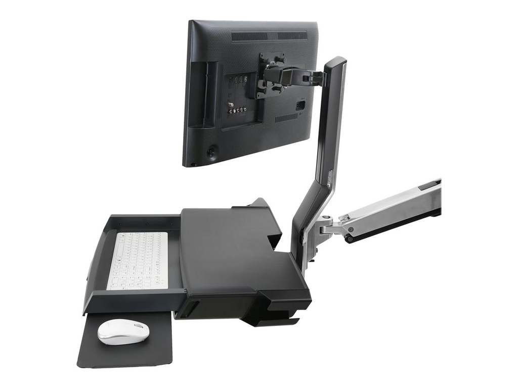 Ergotron SV Combo System with Worksurface & Pan, Small CPU Holder kit de montage - Soulever et pivoter - pour écran LCD/clavier/souris/lecteur de codes à barres/processeur - aluminium poli