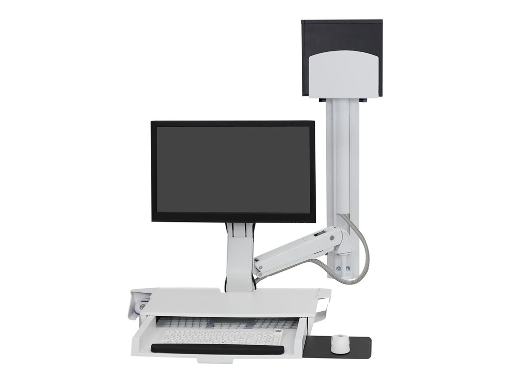 Ergotron SV Combo System with Worksurface & Pan, Medium CPU Holder kit de montage - Soulever et pivoter - pour écran LCD/clavier/souris/lecteur de codes à barres/processeur - blanc