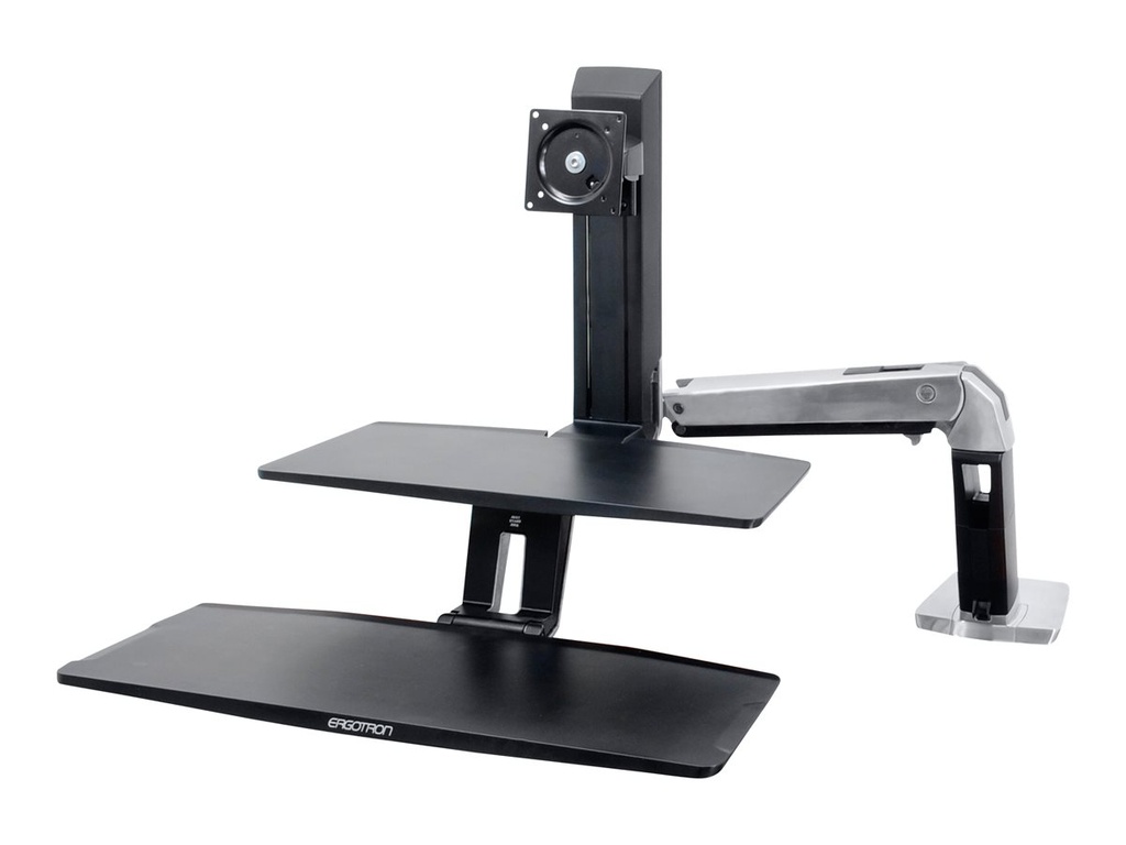 Ergotron WorkFit-A Single HD Workstation With Suspended Keyboard - adaptateur en bureau debout - aluminium poli, noir