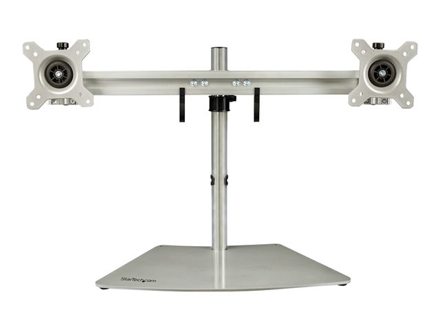 Pied de bureau – Startech Dual Monitor Stand, Ergonomic Free Standing Dual Monitor Desktop Stand for two 24" VESA Mount Displays, Synchronized Height Adjustable, Double Monitor Pole Mount, Silver