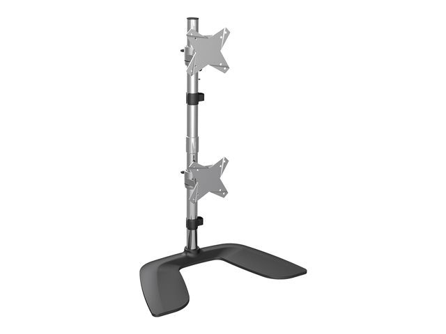 Pied de bureau – Startech Vertical Dual Monitor Stand, Ergonomic Desktop Stacked Two Monitor Stand up to 27 inch VESA Mount Displays, Free Standing Universal Monitor Mount, Height Adjustable, Silver