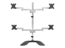 Bras de bureau – Startech Desktop Quad Monitor Stand, Ergonomic VESA 4 Monitor Arm (2x2) up to 32", Free Standing Articulating Universal Pole Mount, Height Adjustable/Tilt/Swivel/Rotate, Silver