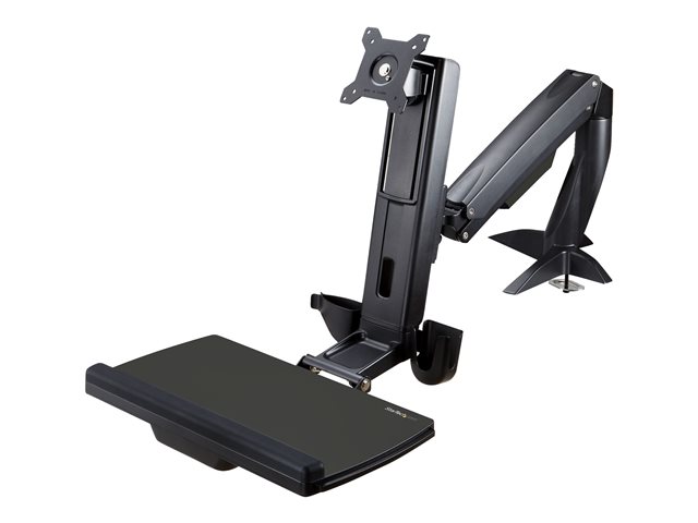 Poste assis-debout – Startech Sit Stand Monitor Arm, Desk Mount Adjustable Sit-Stand Workstation Arm for Single 34" VESA Mount Display, Ergonomic Articulating Standing Desk Converter with Keyboard Tray