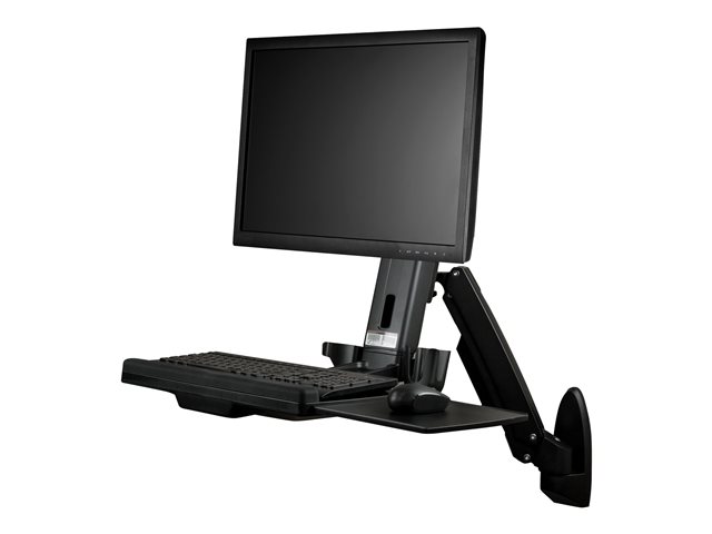 Poste assis-debout – Startech Wall Mount Workstation, Articulating Full Motion Standing Desk with Ergonomic Height Adjustable Monitor & Keyboard Tray Arm, Mouse & Scanner Holders, For Single VESA Display