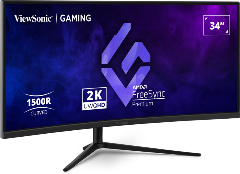 ViewSonic VX3418C-2K – Moniteur LED 34 pouces incurvé UWQHD 250 nits, 1 ms, 2 haut-parleurs 5 W, 180 Hz FreeSync Premium