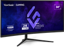 ViewSonic VX3418C-2K – Moniteur LED 34 pouces incurvé UWQHD 250 nits, 1 ms, 2 haut-parleurs 5 W, 180 Hz FreeSync Premium