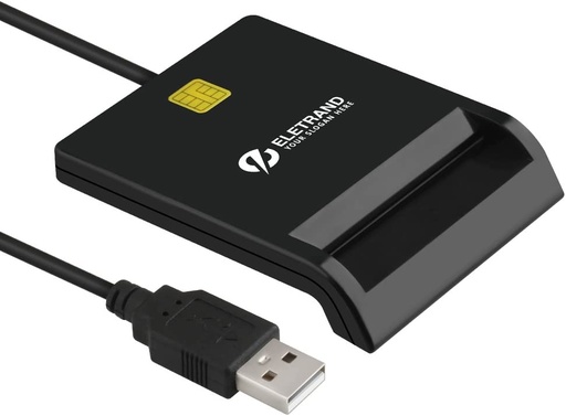 Lecteur de Carte à Puce/ Smartcard Reader | Plug et Play | D'alimentation/ D'état-LED | Alimentation par Bus USB | Windows, Mac OS et Linux Compatible, Avec Câble de 92CM, Noir