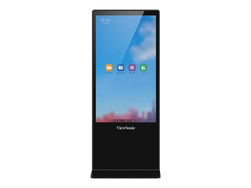 Borne d'affichage dynamique tactile ViewSonic EP5542T 55 pouces 4K en orientation portrait, distribuée par PIGS Informatique