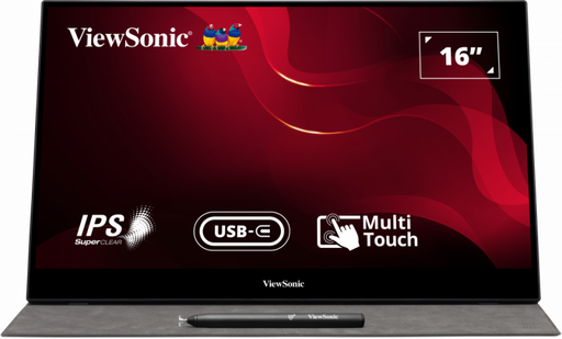 [TD1655] ViewSonic TD1655 – Moniteur tactile LED 16 pouces Full HD 250 nits, 6,6 ms, avec 2 haut-parleurs 0,8 W tactile capacitif