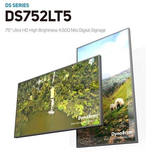 [DS752LT5] Écran De Signalisation Dynascan 75 pouces pour vitrine 4500 NITS Numérique Haute Luminosité Modèle DS752LT5