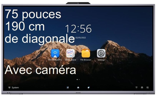 [DS-D5B75RB/D] ECRAN interactif HIKVISION 75'' LFD 4K 3840x2160 45pts 350 cd/m² 6 ms 60 Hz 2xHDMI 2xUSB 1xUSB-C RS-232 RJ45 Caméra intégrée 8 MP Android 11