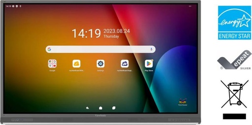 [IFP7552-2F] ViewSonic ViewBoard IFP7552-2F – Écran tactile ViewBoard série 52 75 pouces UHD, Android 13.0, IR 450 nits, USB-C, DP