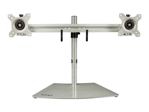 [ARMDUOSS] Pied de bureau – Startech Dual Monitor Stand, Ergonomic Free Standing Dual Monitor Desktop Stand for two 24" VESA Mount Displays, Synchronized Height Adjustable, Double Monitor Pole Mount, Silver