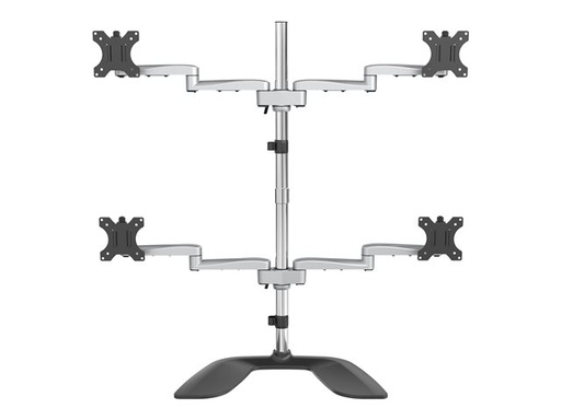 [ARMQUADSS] Bras de bureau – Startech Desktop Quad Monitor Stand, Ergonomic VESA 4 Monitor Arm (2x2) up to 32", Free Standing Articulating Universal Pole Mount, Height Adjustable/Tilt/Swivel/Rotate, Silver