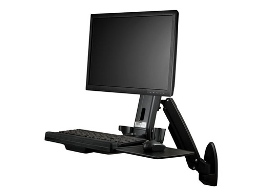 [WALLSTS1] Poste assis-debout – Startech Wall Mount Workstation, Articulating Full Motion Standing Desk with Ergonomic Height Adjustable Monitor & Keyboard Tray Arm, Mouse & Scanner Holders, For Single VESA Display